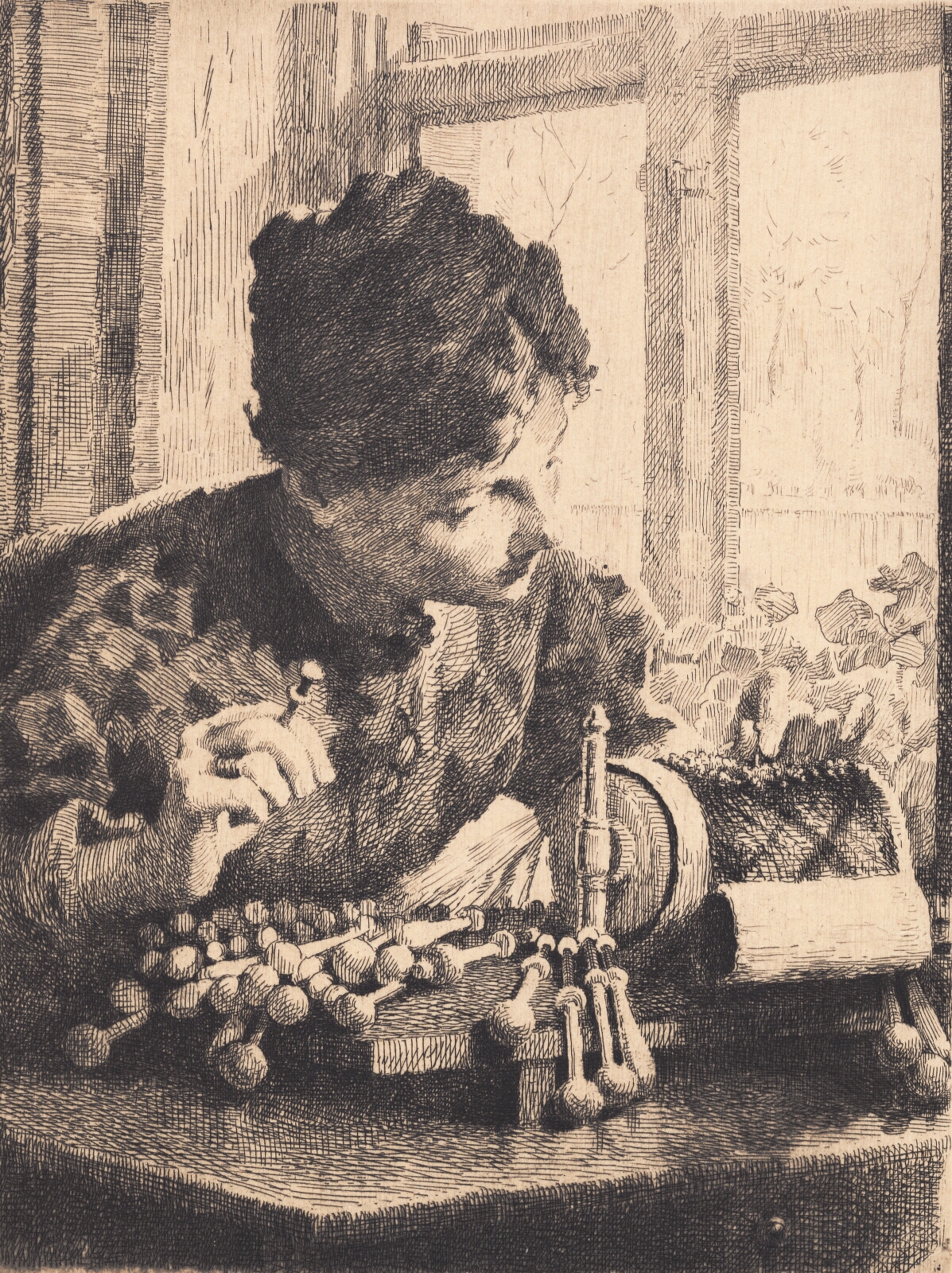 Frans Schwartz, Kniplerske ved vinduet