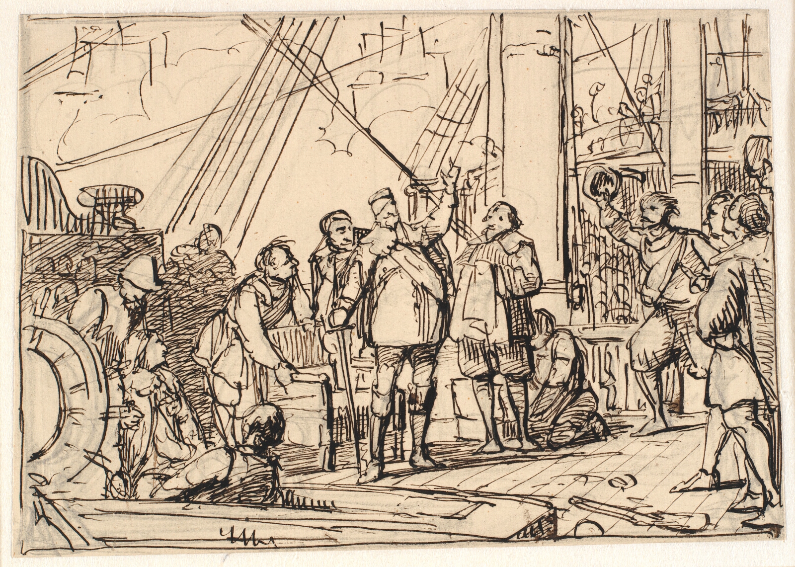 Wilhelm Marstrand, Udkast til maleriet i Chr. IV's kapel i Roskilde "Chr. 4. på Trefoldigheden"