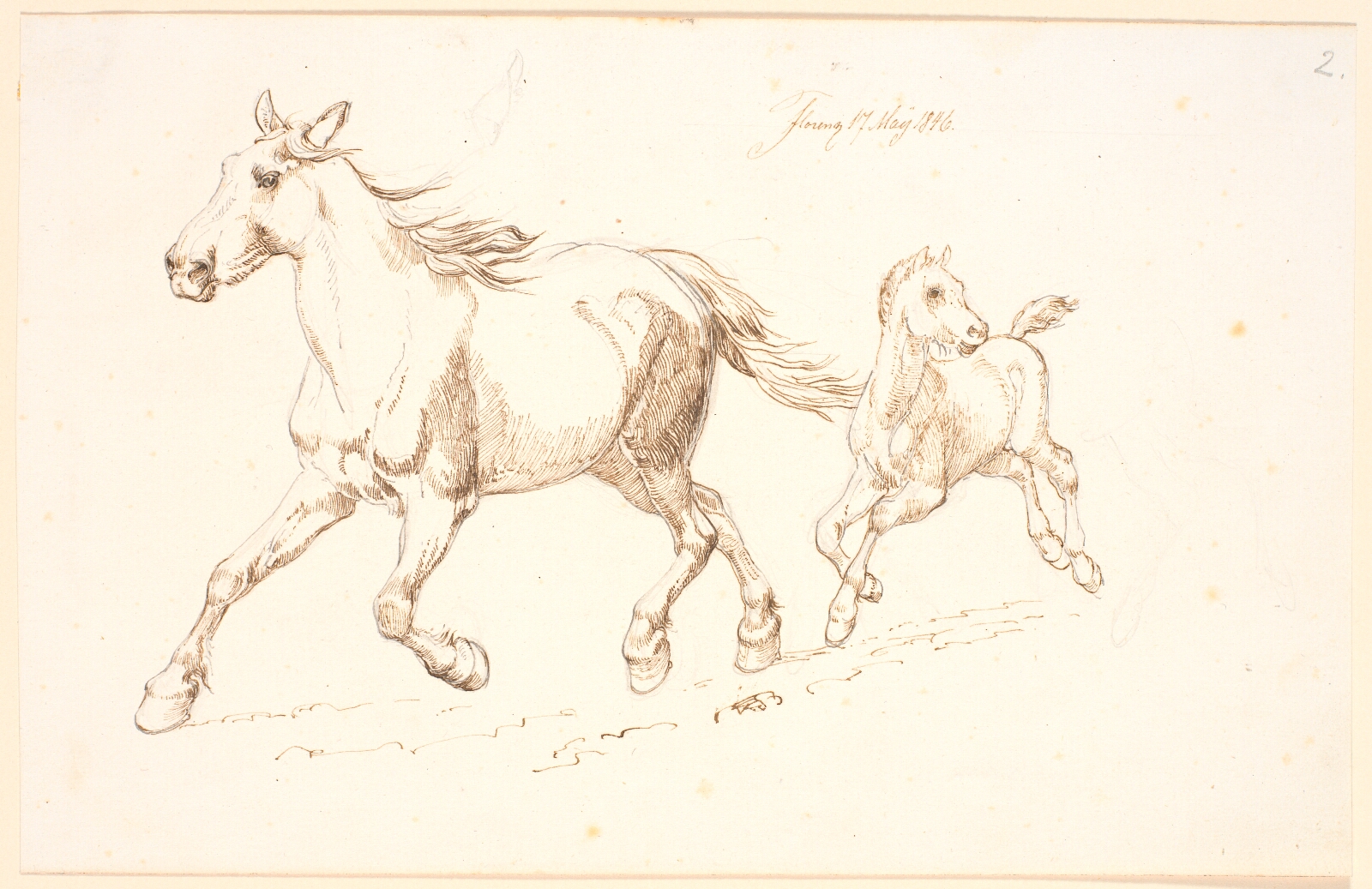 Johan Thomas Lundbye, Galloperende hoppe med føl