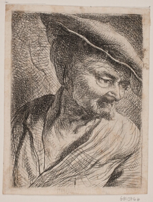 Brystbillede af en Mand, der ser nedad, Müller, W.A., 1733-1816