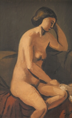 Nude Seated on a Red Cloth