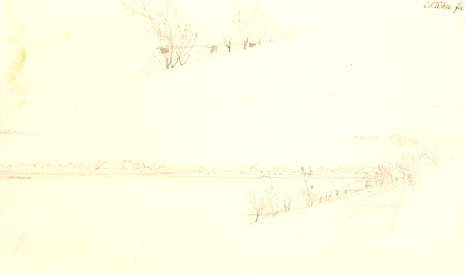 Christen Købke, Studie til maleriet Efterårsmorgen ved Sortedamssøen, 1838
