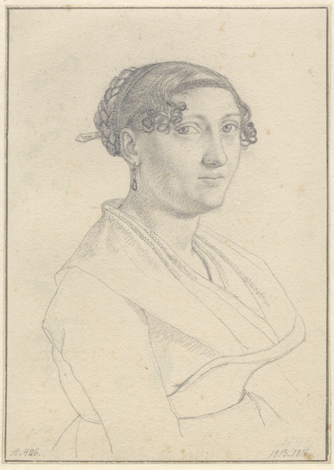 C.W. Eckersberg, Portræt af en romerinde, en face vendt mod højre.
