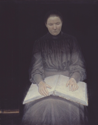 A Blind Girl Reading