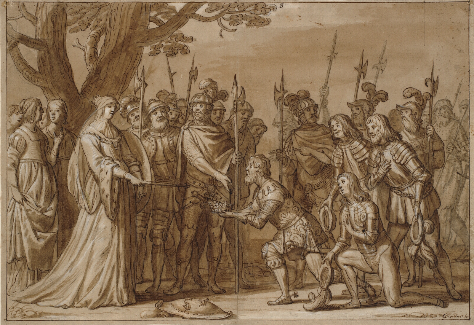 Gerard van Honthorst, Kong Albrecht overrækker den svenske krone til dronning Margrethe I i 1389