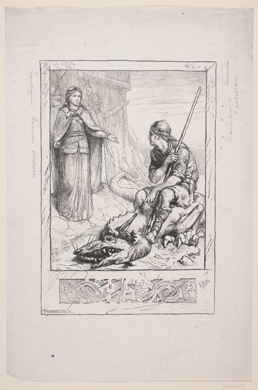 F. Hendriksen, Regnar Lodbrog befrier Thora Borgarhjort