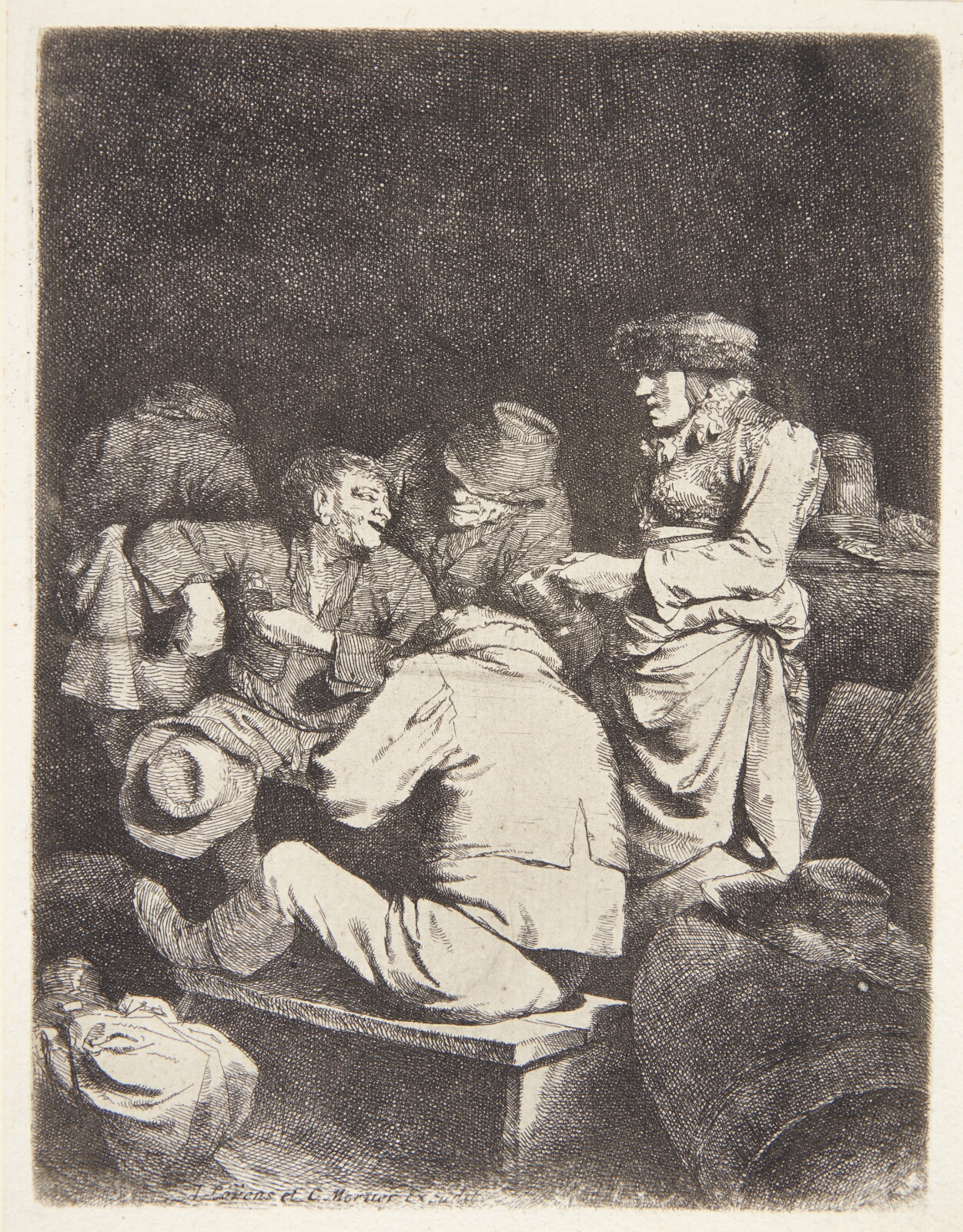 Cornelis Pietersz Bega, Gammel kvinde serverer for tre mænd i en krostue