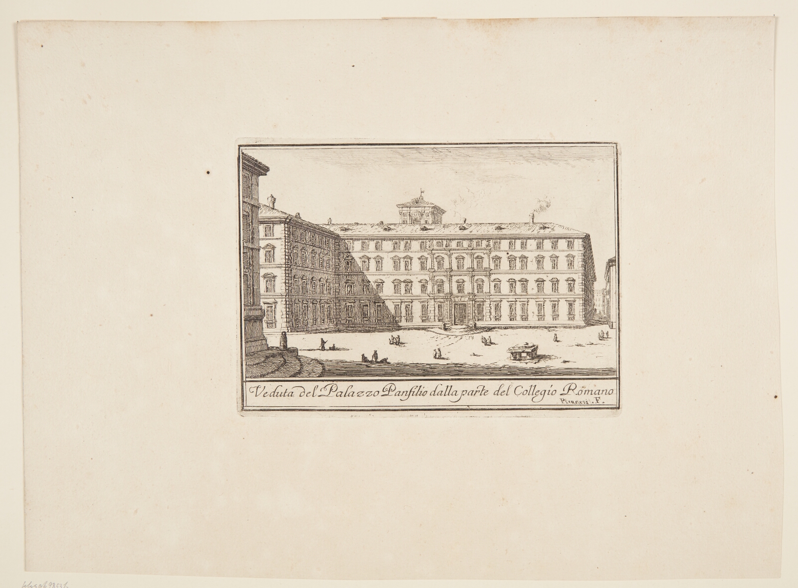 Giovanni Battista Piranesi, Udsigt mod Palazzo Panfilo set fra Collegio Roma