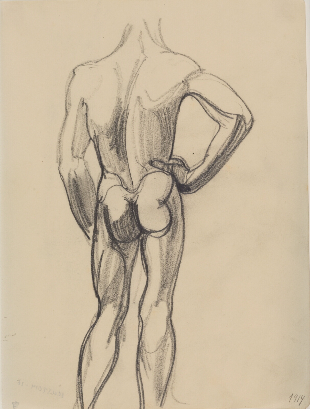J.A. Jerichau (II), Mandlig model, set fra ryggen