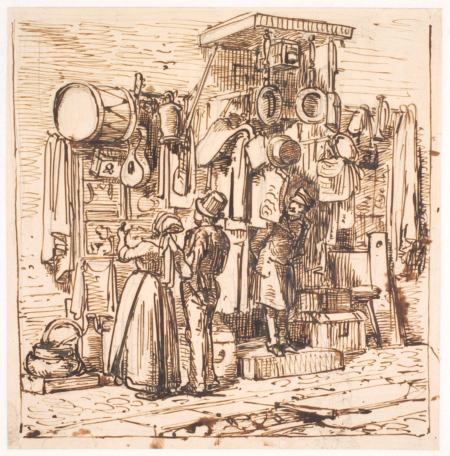 Wilhelm Marstrand, Udenfor en marskandiserbod