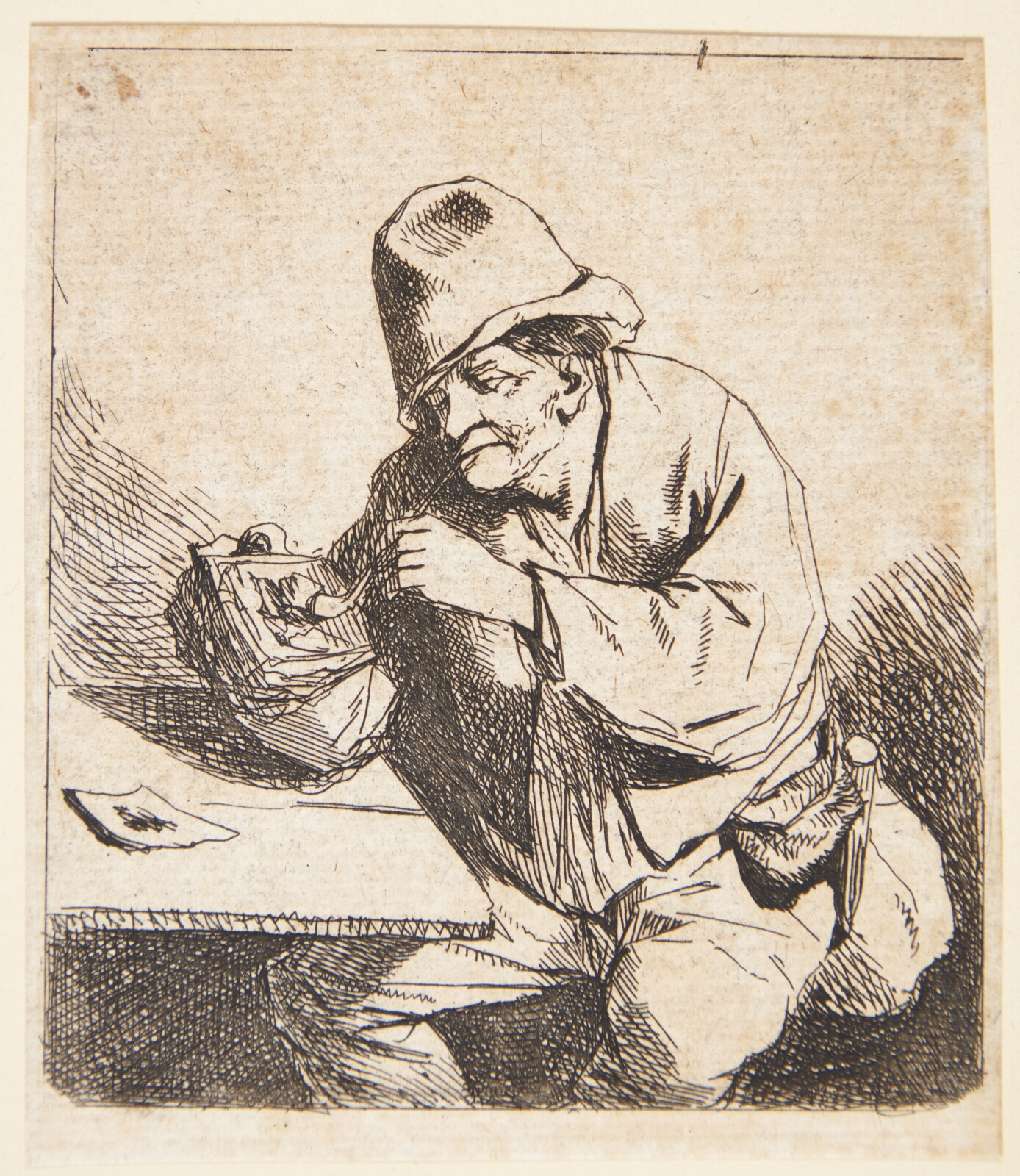 Cornelis Pietersz Bega, En bonde, der tænder sin pibe