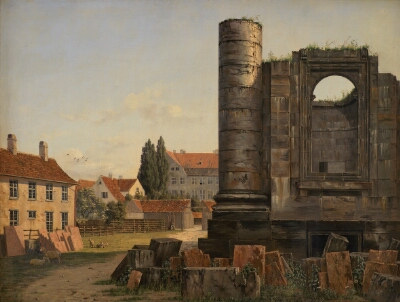 View of Marmorpladsen withe Ruins of the Uncompleted Frederik's Church in Copenhagen