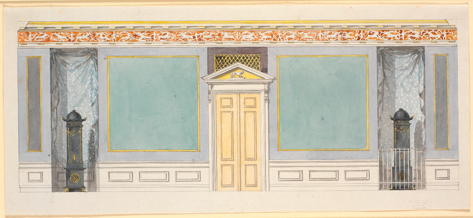 Nicolai Abildgaard, Udkast til dekoration af den indre langvæg i appartementssalen. c. 1794
