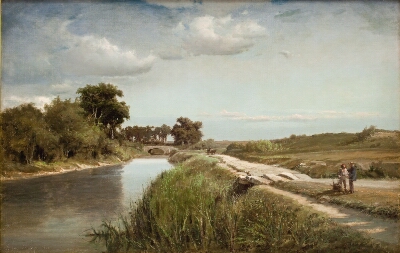 French River Landscape with a Bridge