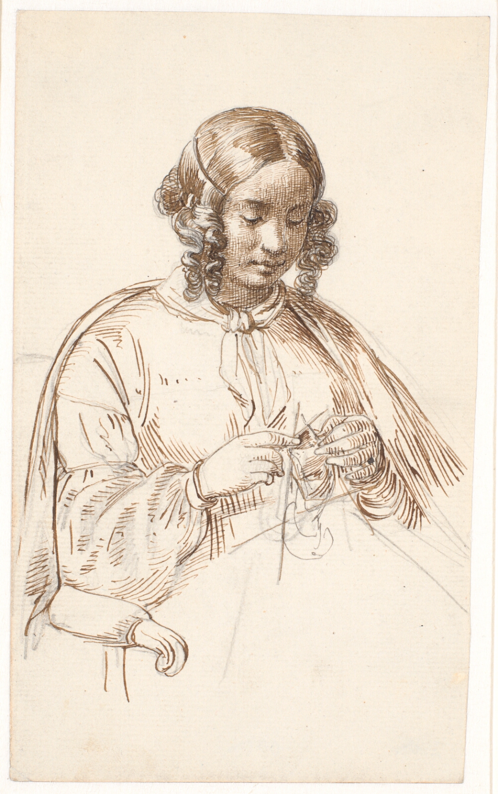 Wilhelm Marstrand, Ung strikkende dame, halv figur