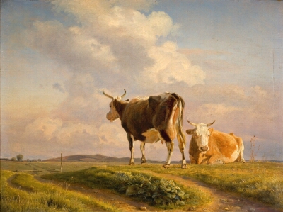 Two Cows in an Open Field, Lundbye, Johan Thomas, 1845