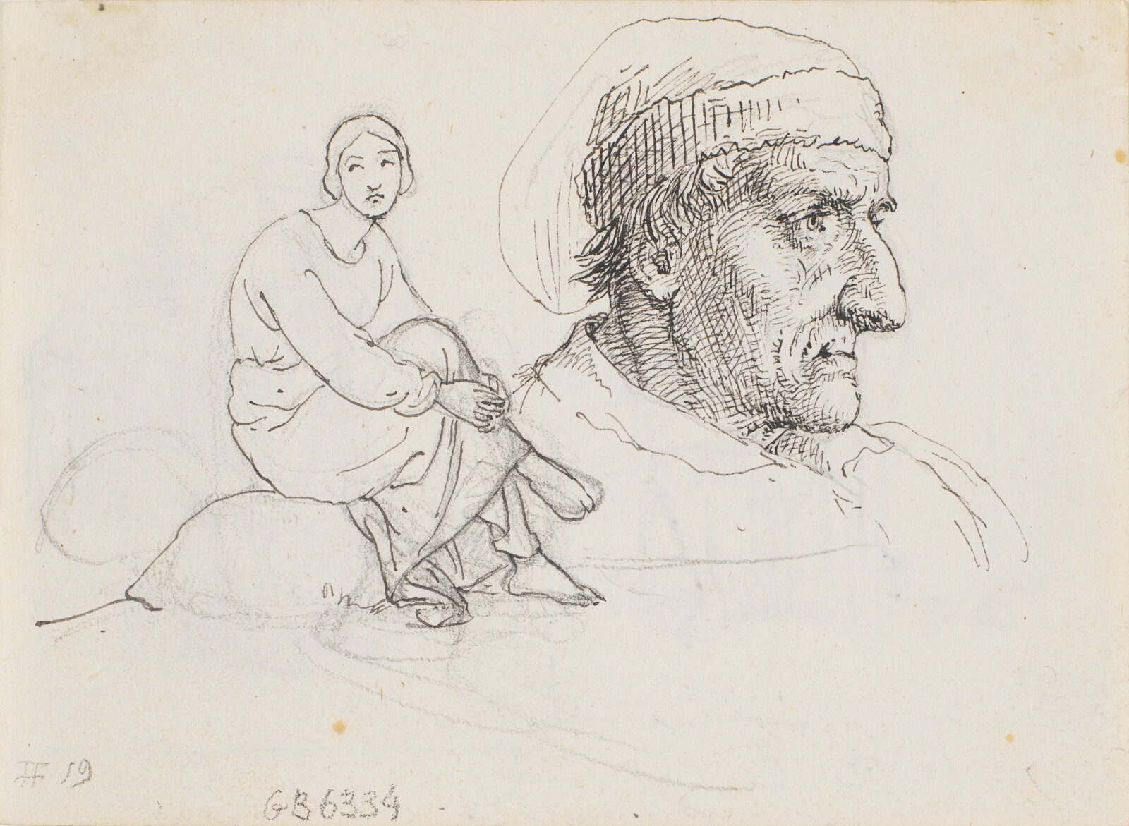 Wilhelm Marstrand, Studiehoved og siddende kvinde