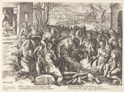 St. Paul bitten by the viper, Goltzius, Hendrick, 1582