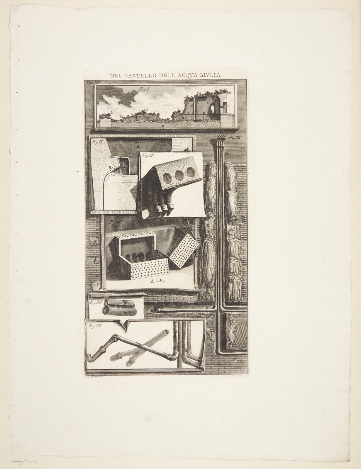 Giovanni Battista Piranesi, Snit af en fontæne; samt detailstudier af rørledninger