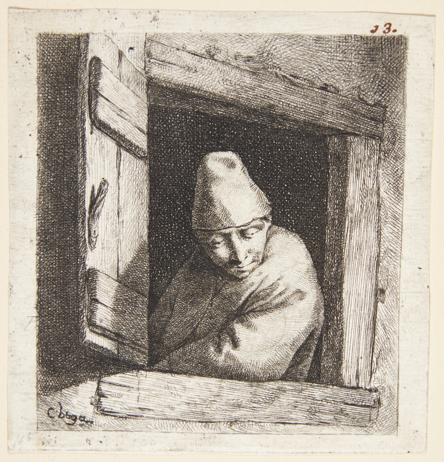 Cornelis Pietersz Bega, Bonde, der ser ud af et vindue