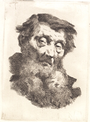 Gammel mand med tvedelt gråt skæg, Schwartz, Frans, 1885