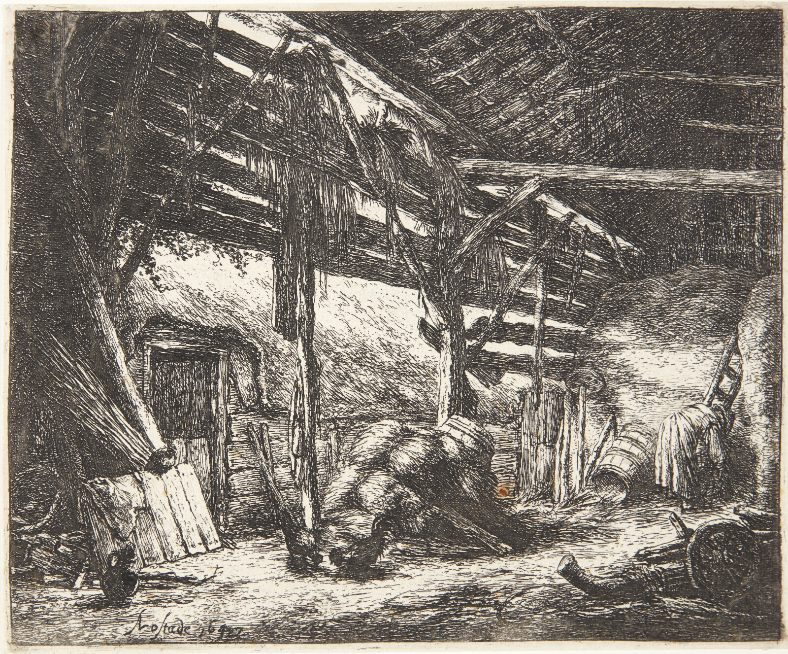 Adriaen van Ostade, Det indre af en lade