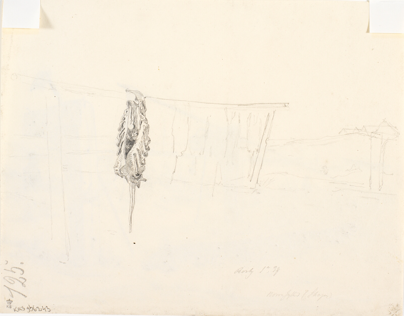 Martinus Rørbye, Blyantsstudie af hud der tørres