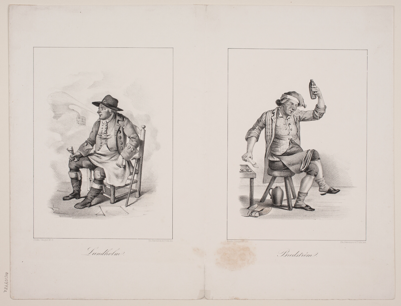 Ubekendt dansk, To illustrationer til C. M. Bellman "Fredmans Sånger"