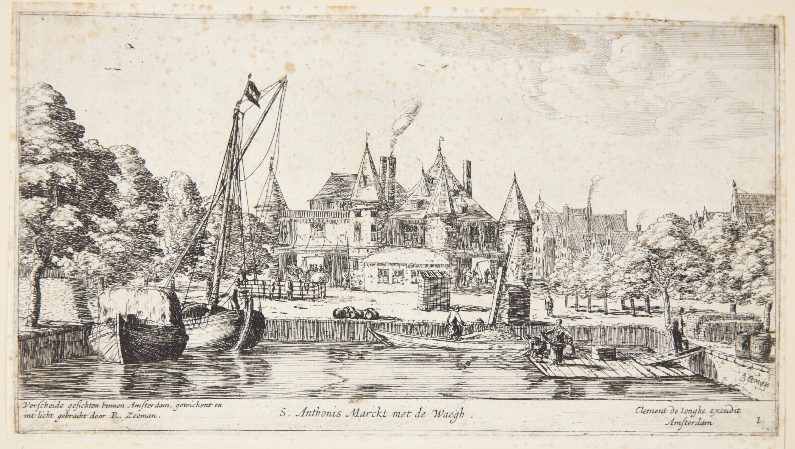 Reinier Zeeman, Sint Antoniesmarkt med vejerboden. Titelblad til "Udsigter i Amsterdam"