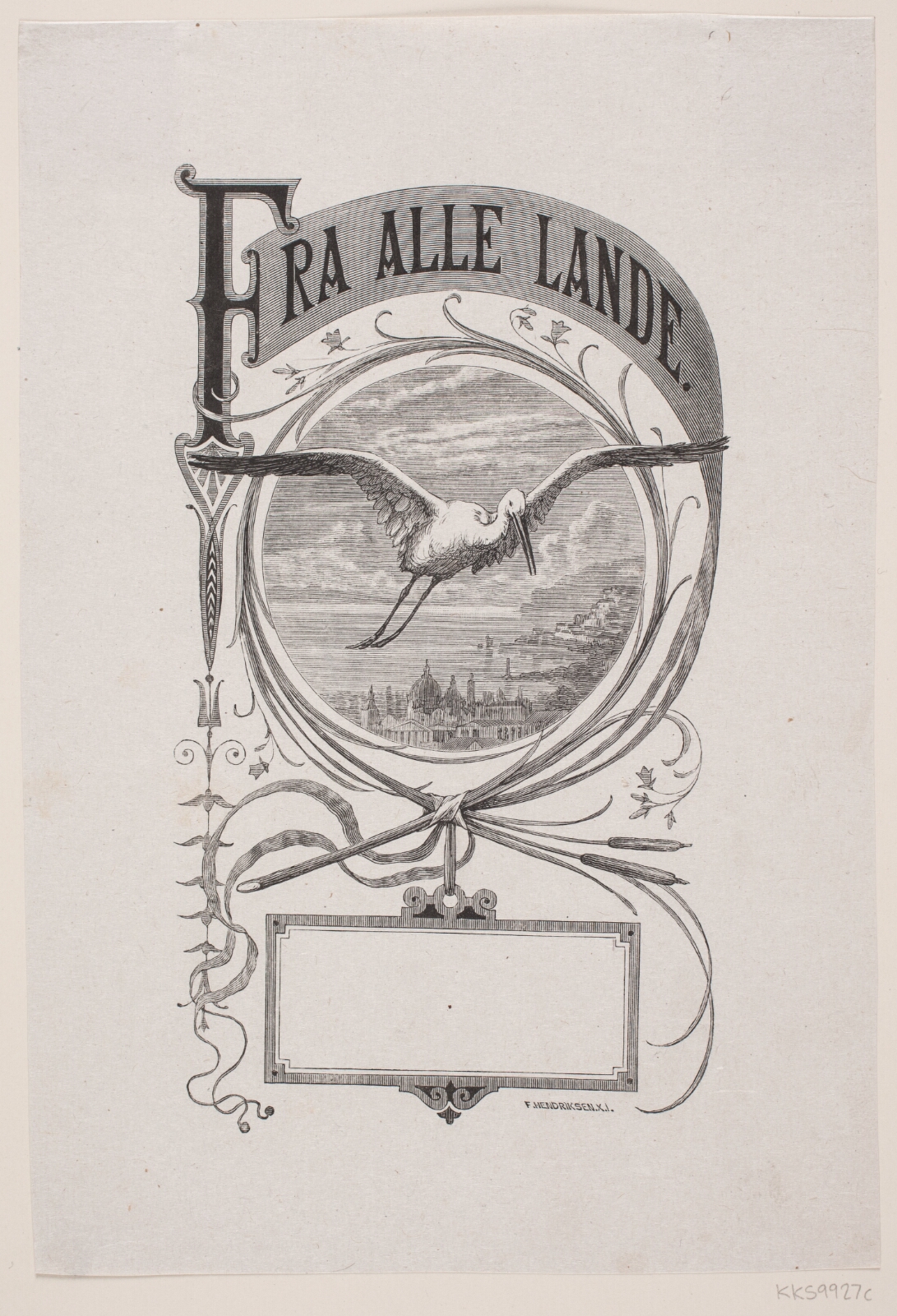 F. Hendriksen, Omslag (?) til tidsskriftet "Fra alle Lande"