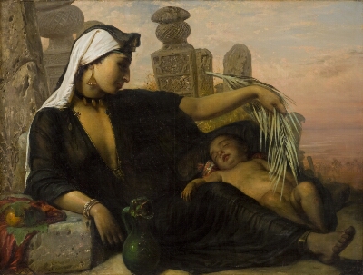 An Egyptian Fellah Woman with her Baby