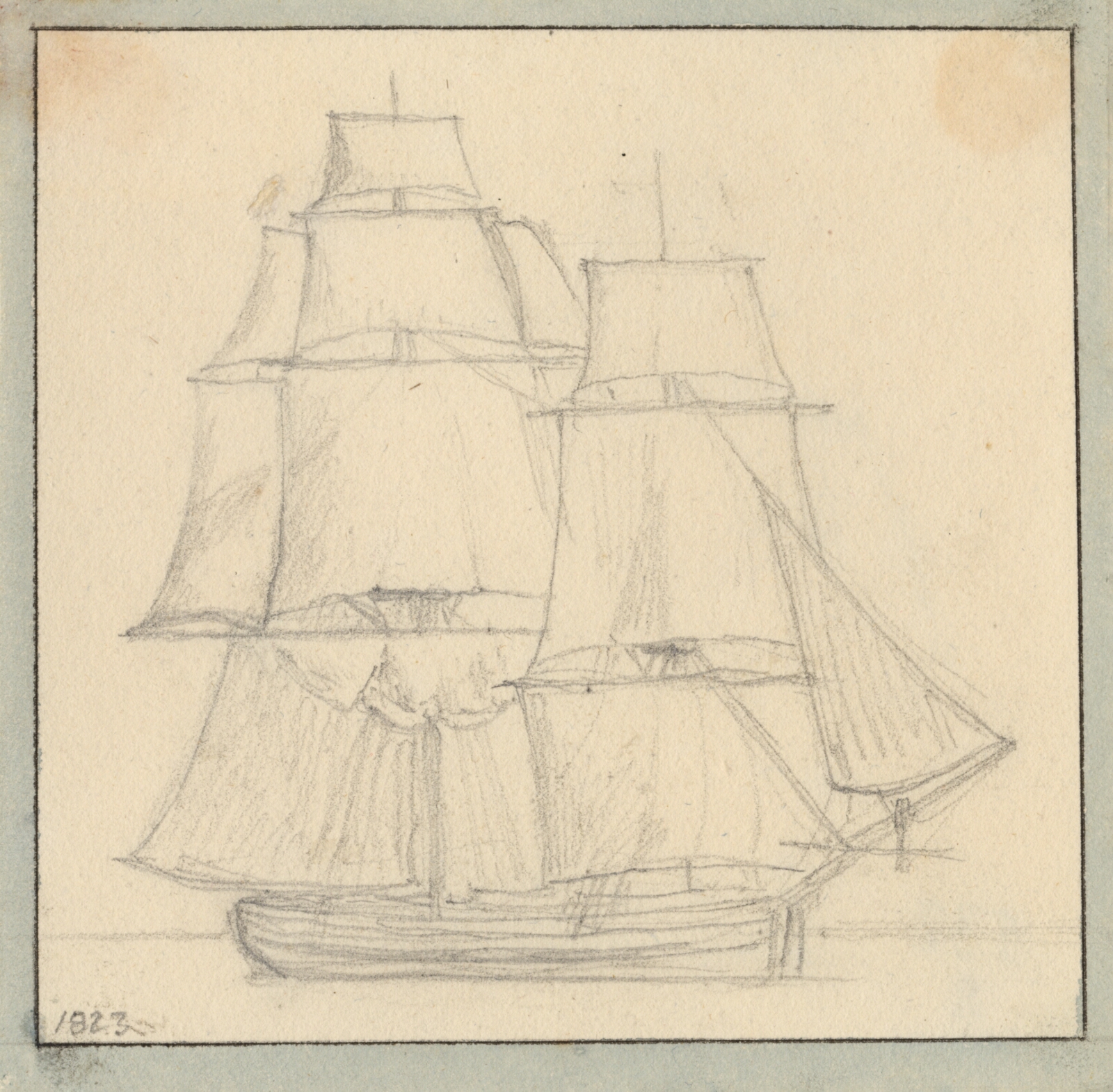 C.W. Eckersberg, En brig med læsejl på stortoppen