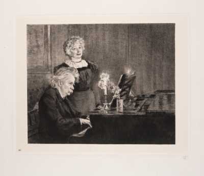 Edvard og Nina Grieg ved klaveret, Krøyer, P.S., 1899