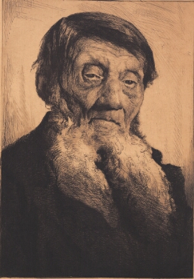 Gammel mand med tvedelt, hvidt skæg, Schwartz, Frans, 1899