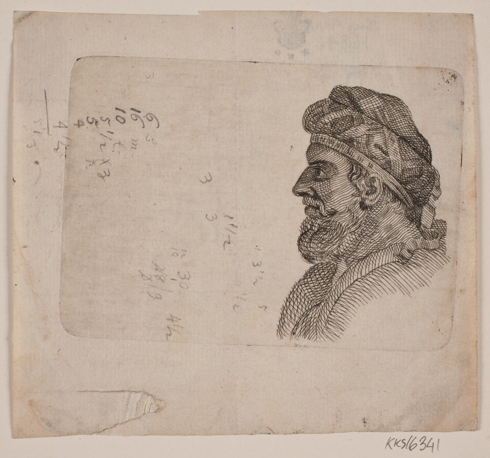 Gerhard Ludvig Lahde, Studiehoved af gammel mand i profil