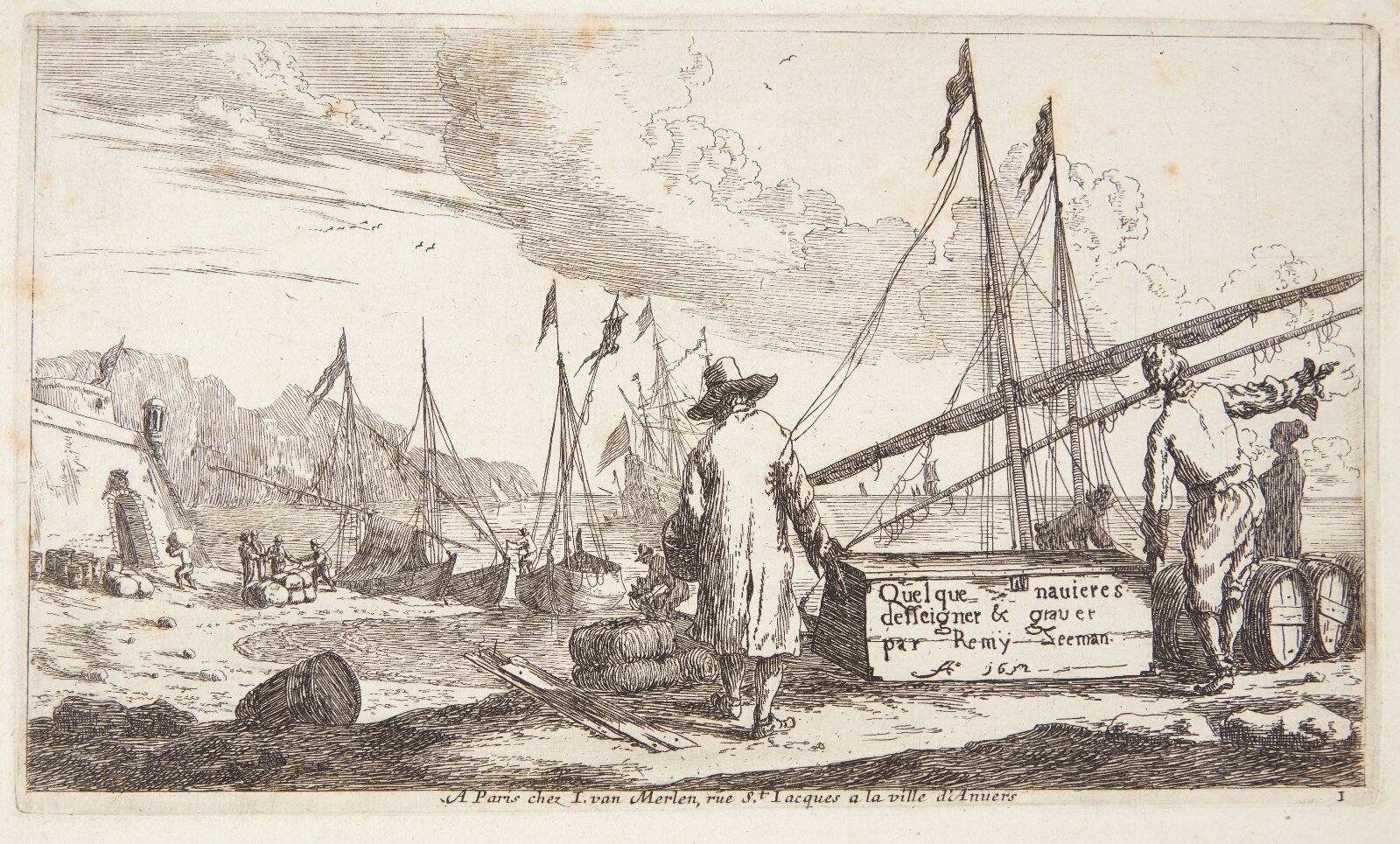 Reinier Zeeman, Havn ved middelhavet. Titelblad til "Forskellige sejlskibe"