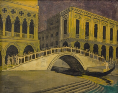 The Straw Bridge in Venice. Night