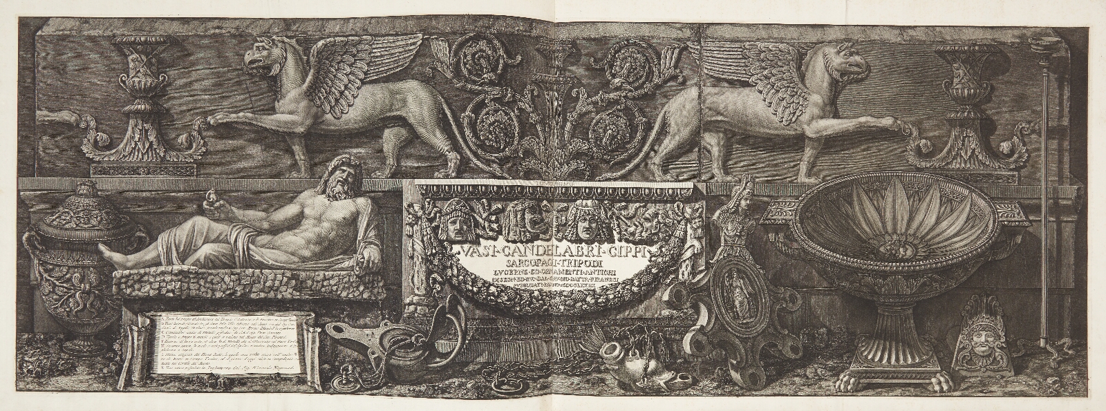 Giovanni Battista Piranesi, "Vasi, candelabri, cippi, sarcophagi ...", titelblad til serien første bind