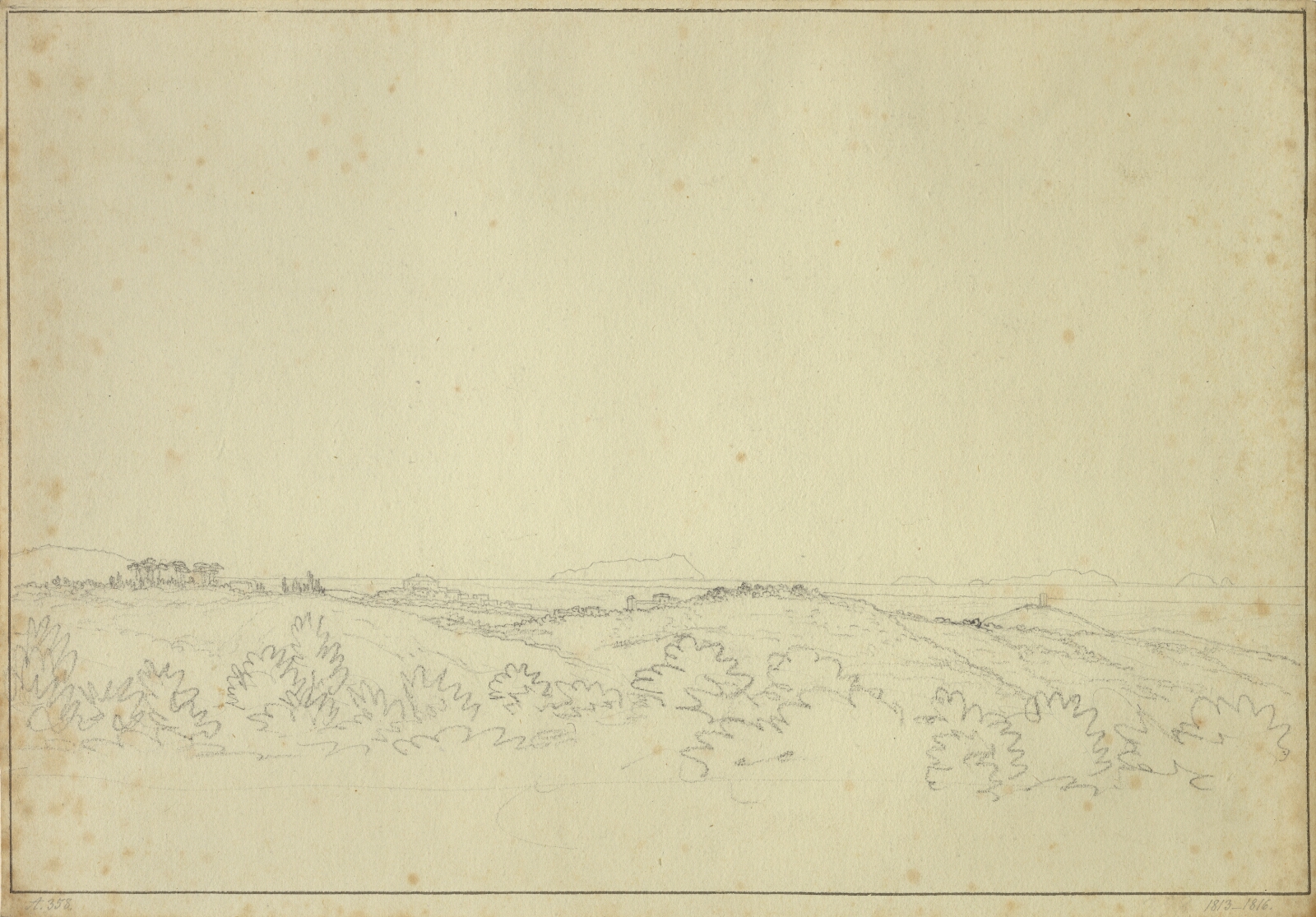 C.W. Eckersberg, Udsigt fra Albanbjergene, i baggrunden Monte Circello.