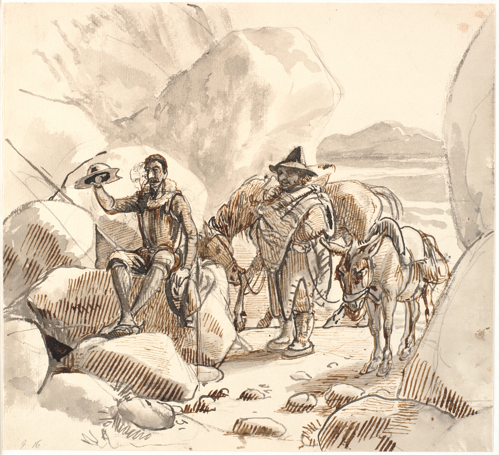 Wilhelm Marstrand, Don Quixote belærer Sancho om riddernes ry og fremtid