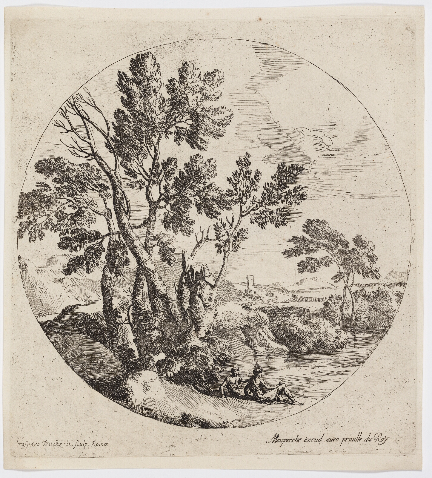 Gaspard Dughet, Landskab med to mænd siddende ved en flod