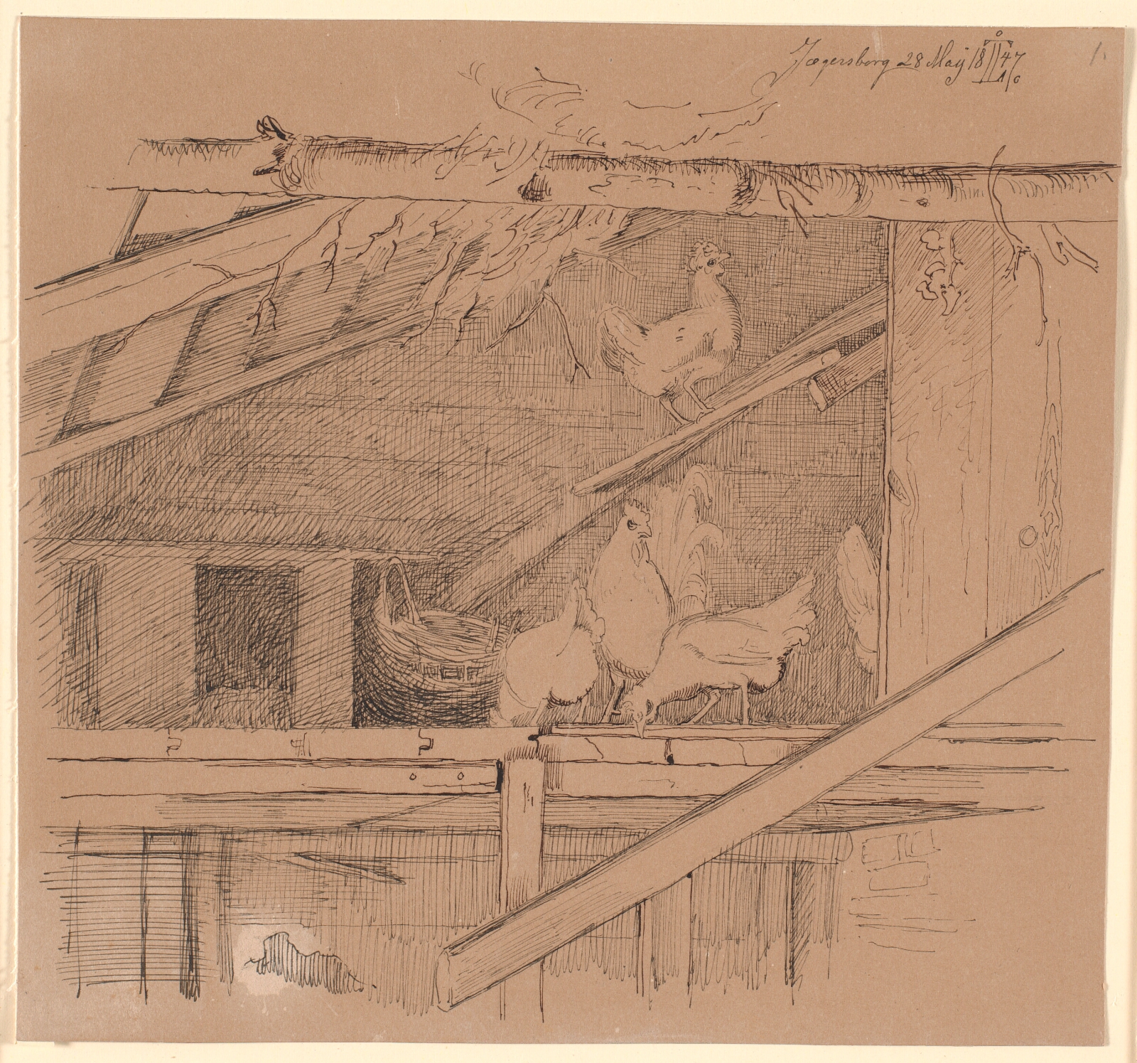 Johan Thomas Lundbye, Høns på et loft