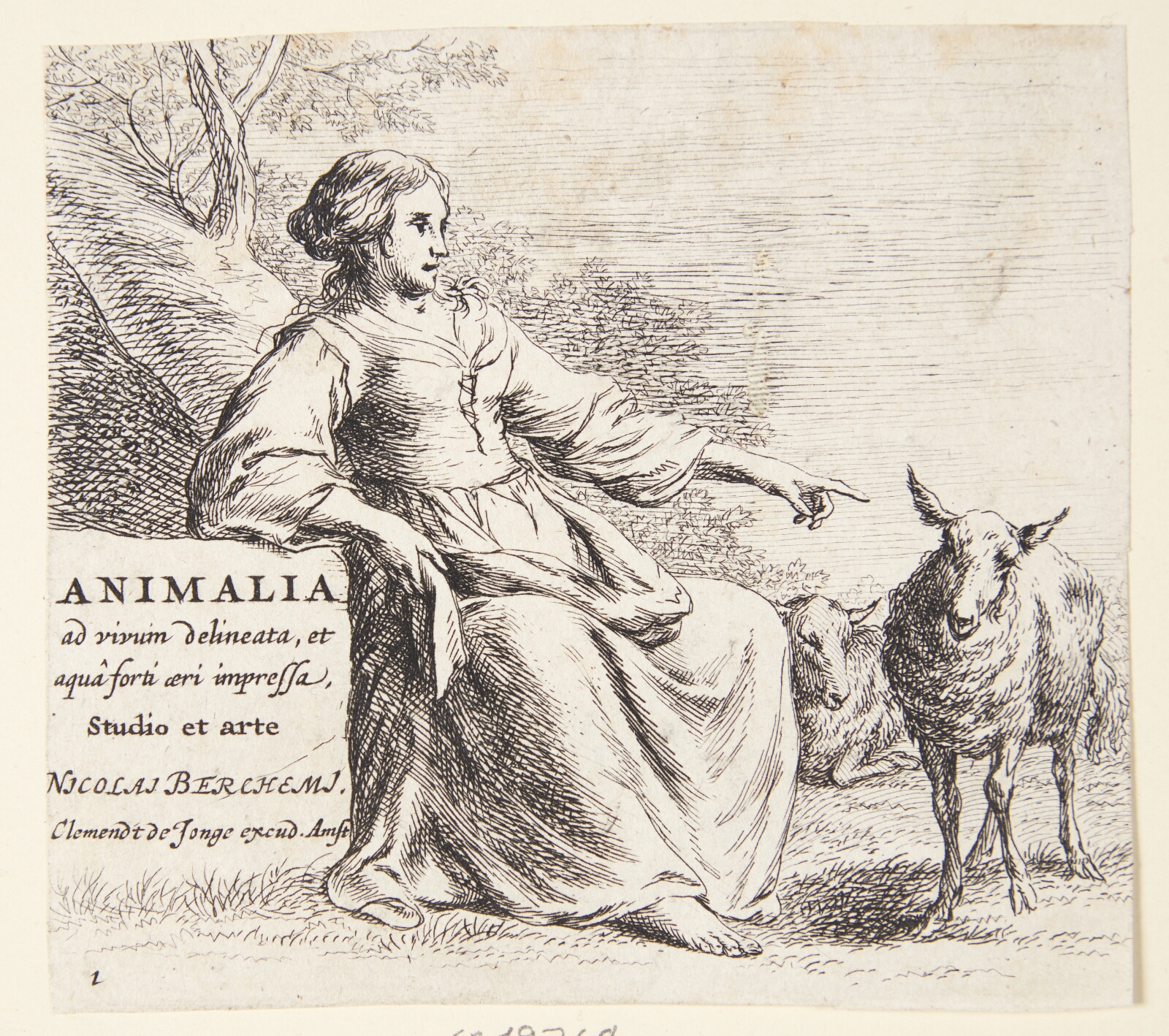 Nicolaes Berchem, Hyrdinde med et får. Titelblad til "Får"