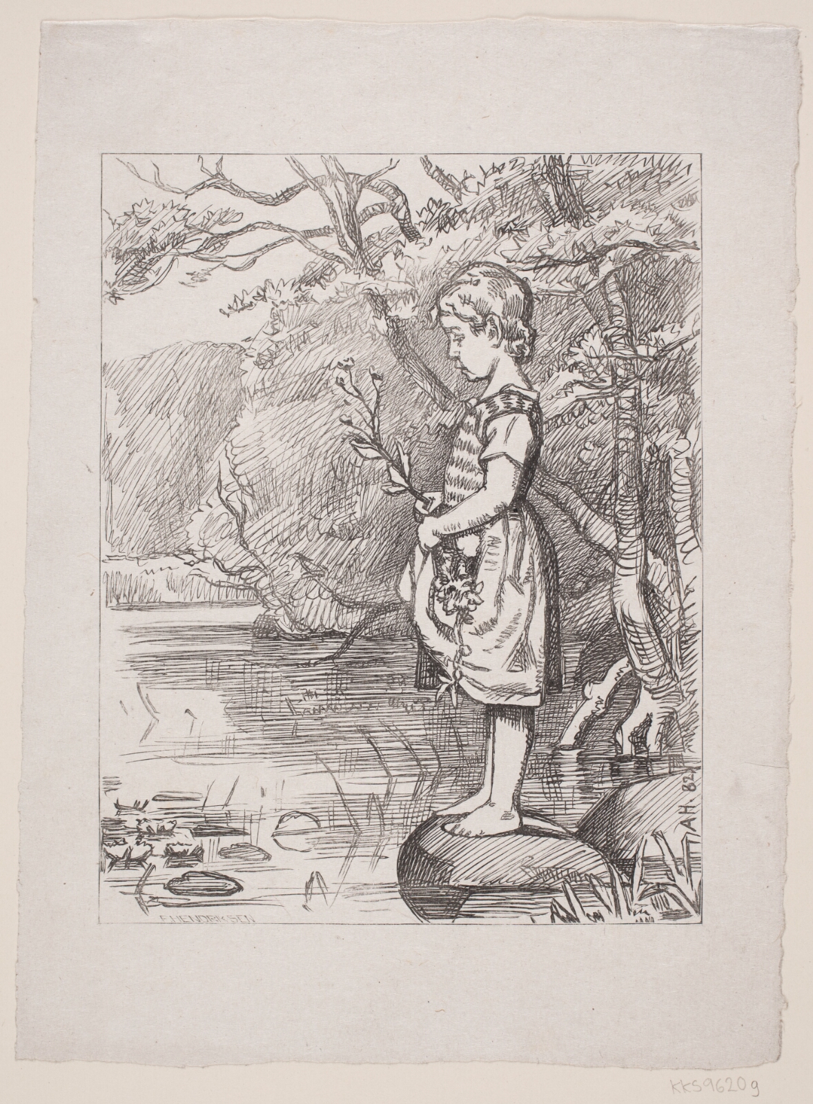 F. Hendriksen, En lille blomstersamlerske