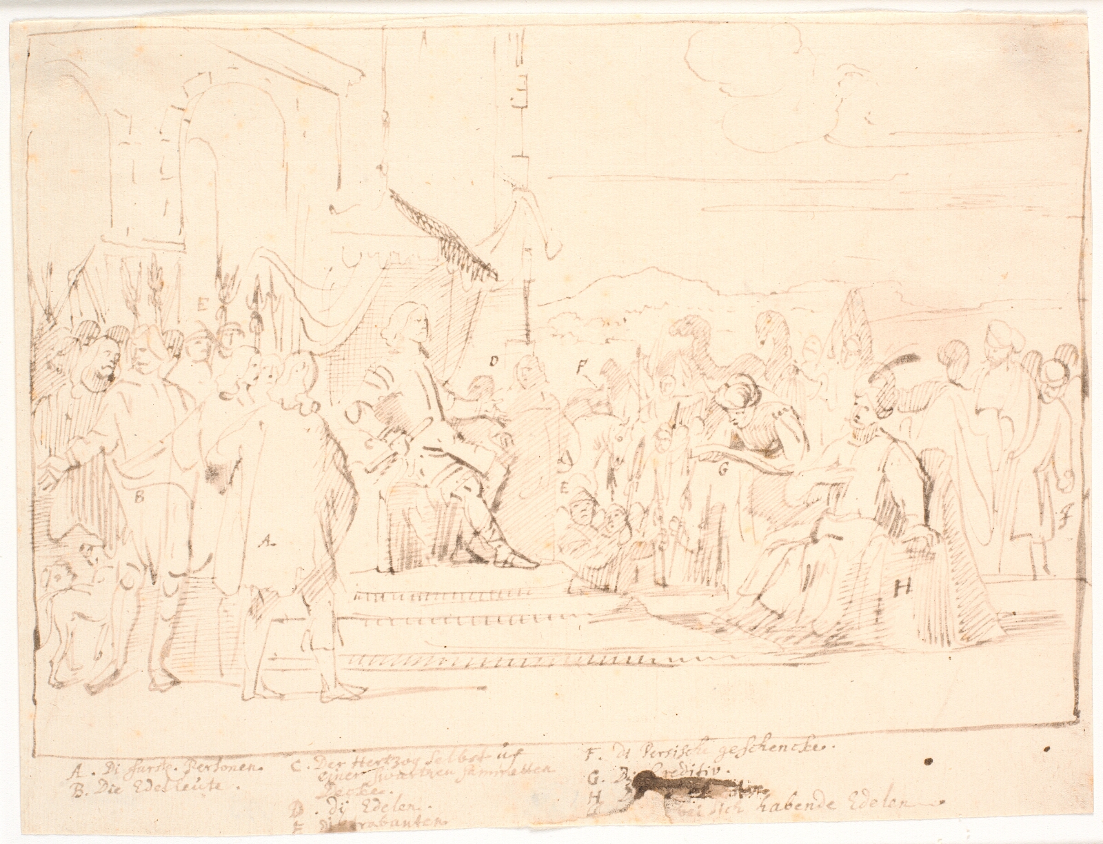 Jürgen Ovens, Hertug Frederik III af Gottorp modtager 11. august 1639 et persisk gesandtskab.