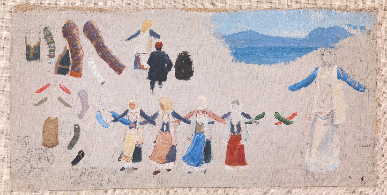 Niels Skovgaard, Dansende kvinder, dragtdetailler og et landskab