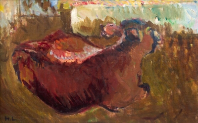 A Calf Lying in a Stable