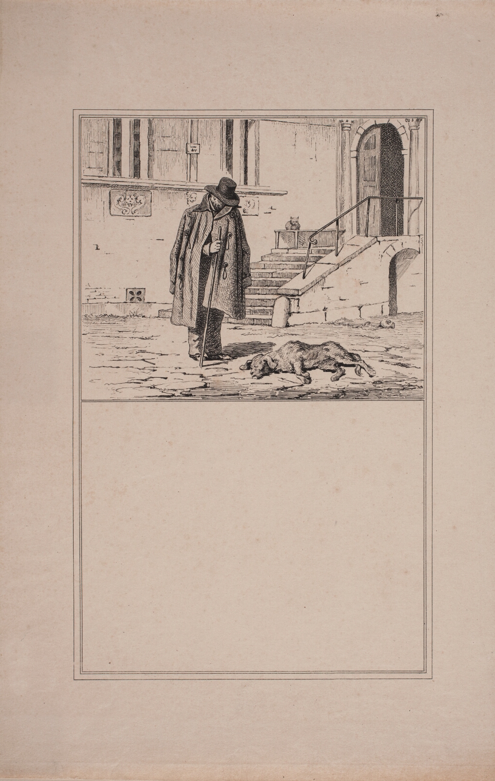 Adolph Kittendorff, Den døde hund. Prøvetryk til Chr. Winther og M. Rørbye, "25 Billeder for små børn"