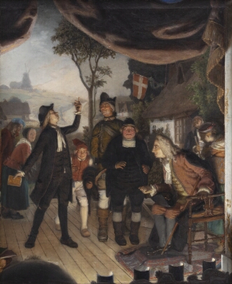 Ludvig Holberg Attending a Rehearsal of his Play Erasmus Montanus, Act IV, Scene 2