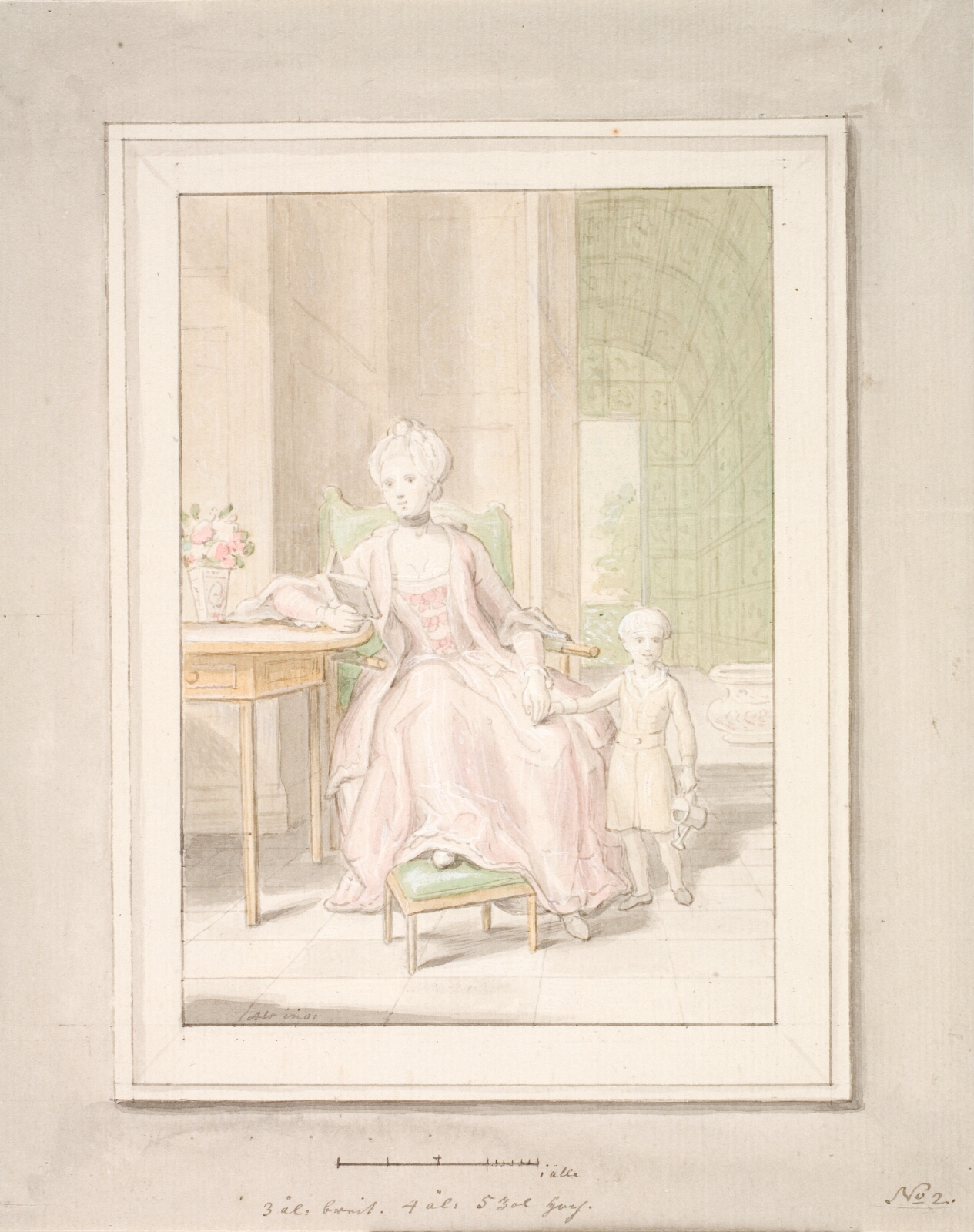Peder Als, Dronning Caroline Mathilde med kronprins Frederik.